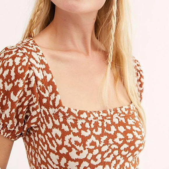 Free People No Type Top - Brown Leopard - Picture 2 of 8